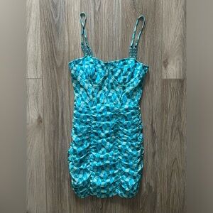 ZARA Draped Printed Corset Mini Dress